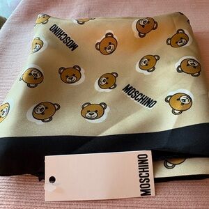 Moschino Bear Print Scarf - Black and Tan